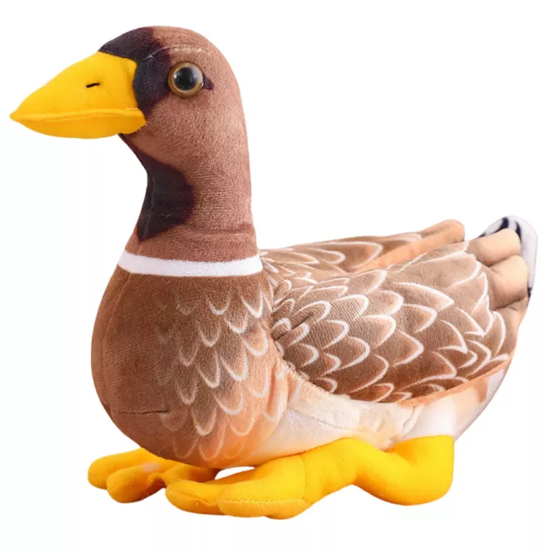 LEAN TOYS Plyšová maskotová plyšová hračka kačica hnedá žltá 28cm