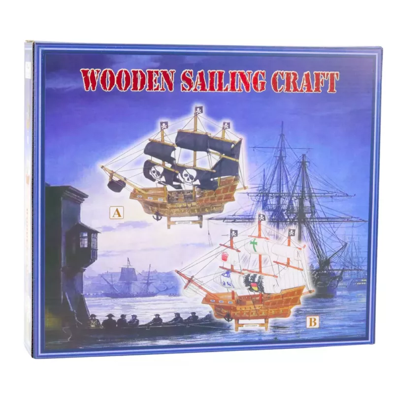 LEAN TOYS Zberateľský model dekoratívna pirátska plachetnica čierna 33x29cm
