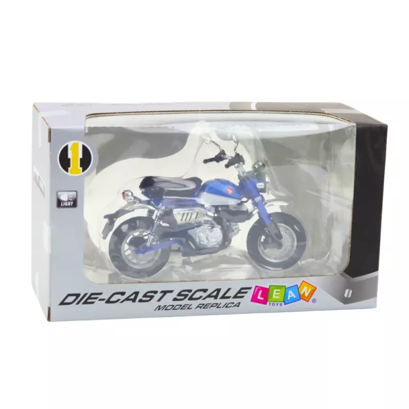 LEAN TOYS Motorka Retro Classic kov svetlá modrá 1:12