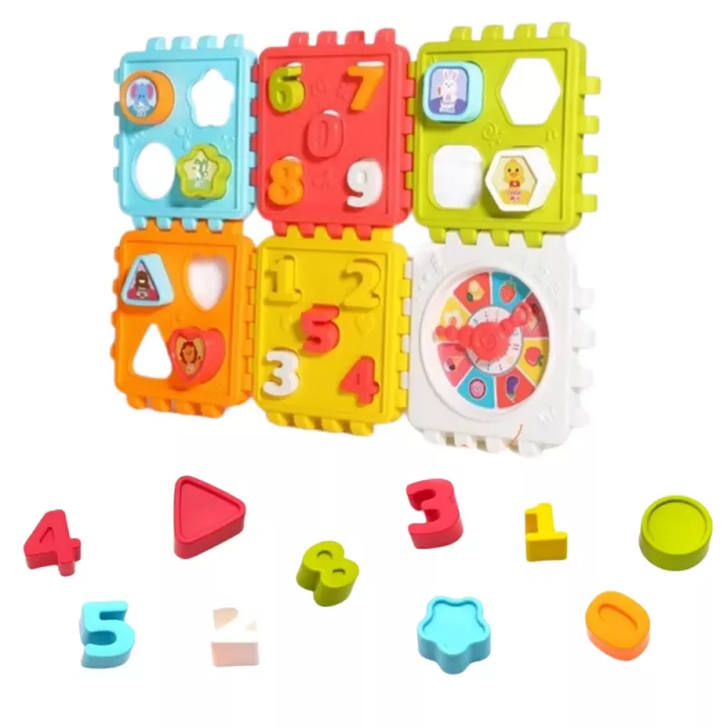 LEAN TOYS Vzdelávacia kocka triedič čísla vzory hodiny farebná