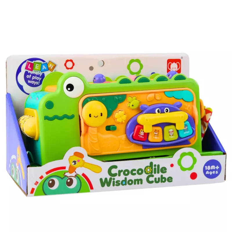 LEAN TOYS Krokodíl interaktívna učebná kocka multifunkčné zvuky