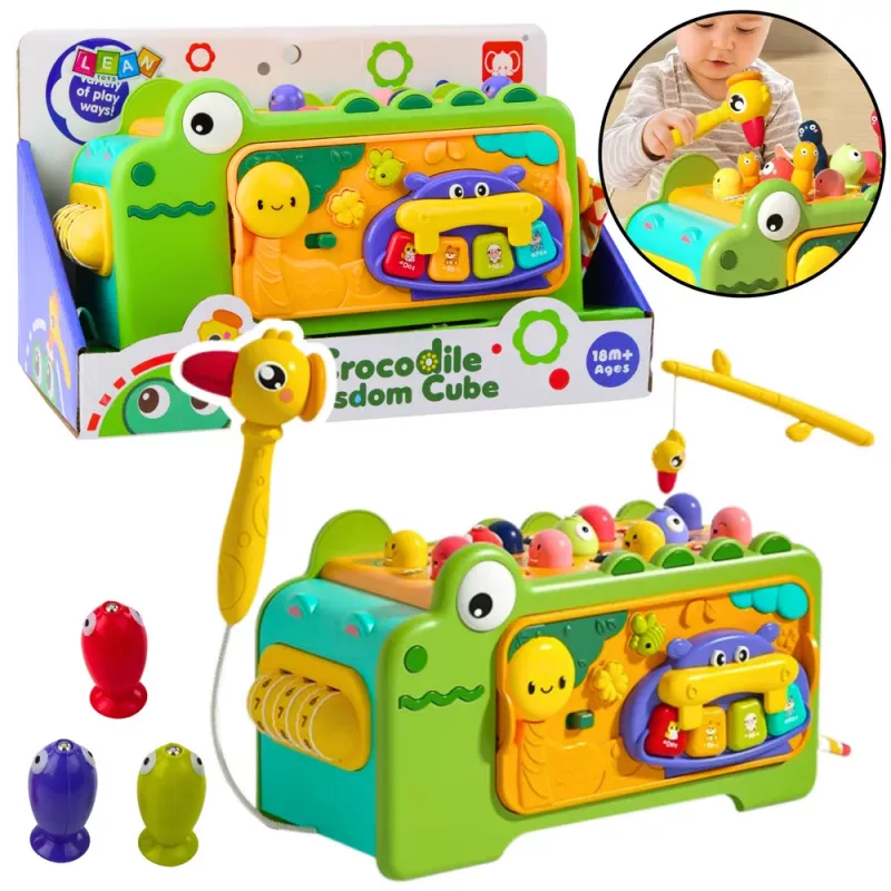 LEAN TOYS Krokodíl interaktívna učebná kocka multifunkčné zvuky