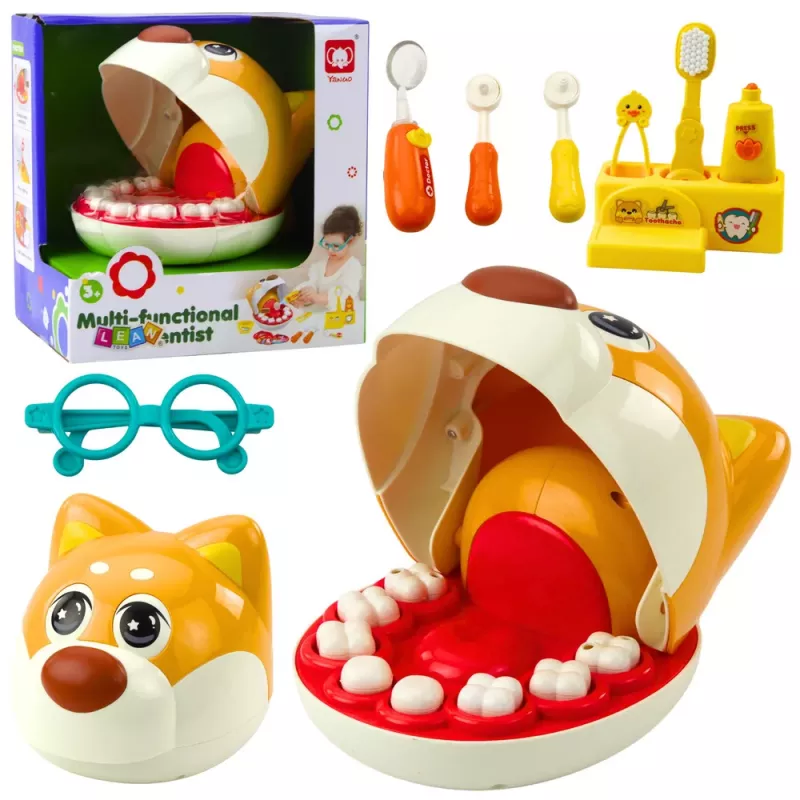 LEAN TOYS Pes u zubára hračka lekár s chorým zubom