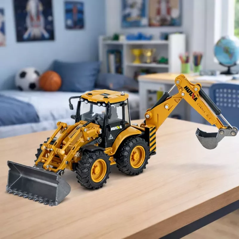 HUINA 1:50 teleskopický nakladač kovový die-cast model žltý/čierny