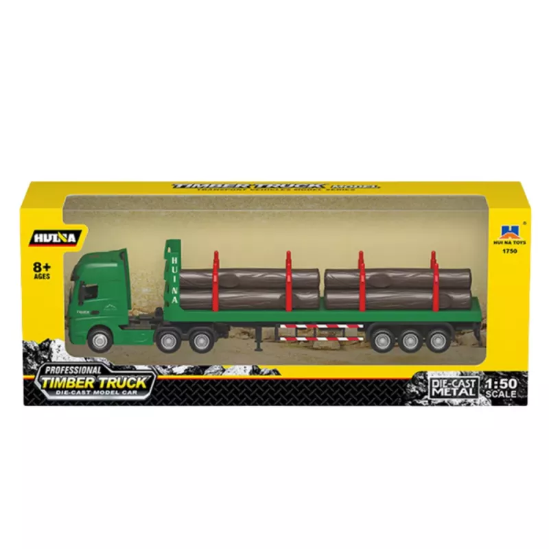 Huina 1:50 prepravník dreva kovový die-cast model zelený