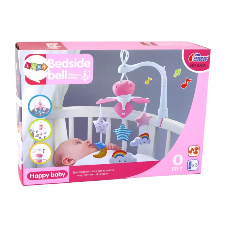 LEAN TOYS detský kolotoč nad postieľku Sky zvuk ružový