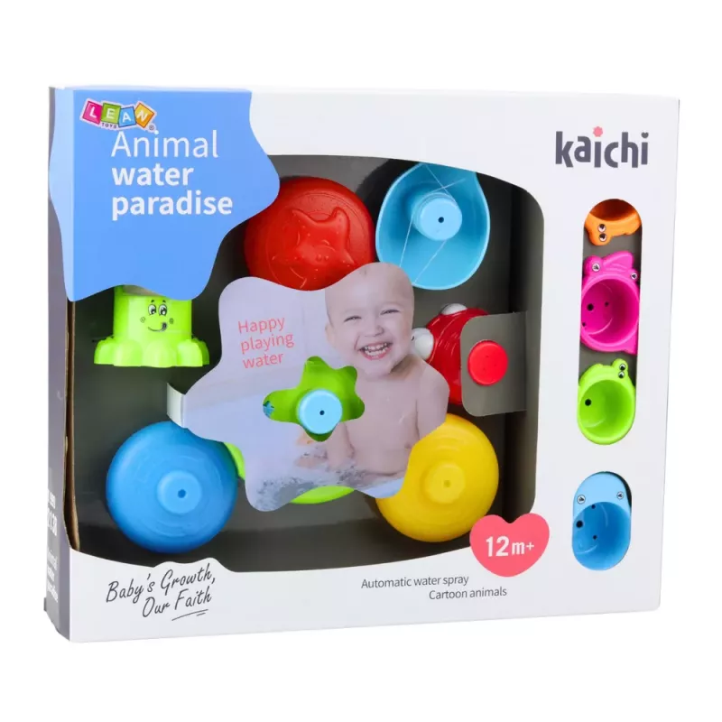 LEAN TOYS interaktívna sada hračiek do kúpeľa fontána zvieratká pohárik