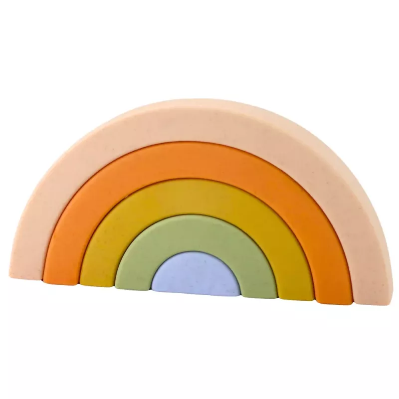 LEAN TOYS Dúhové puzzle pre batoľatá pastelové gumené kocky 5 ks