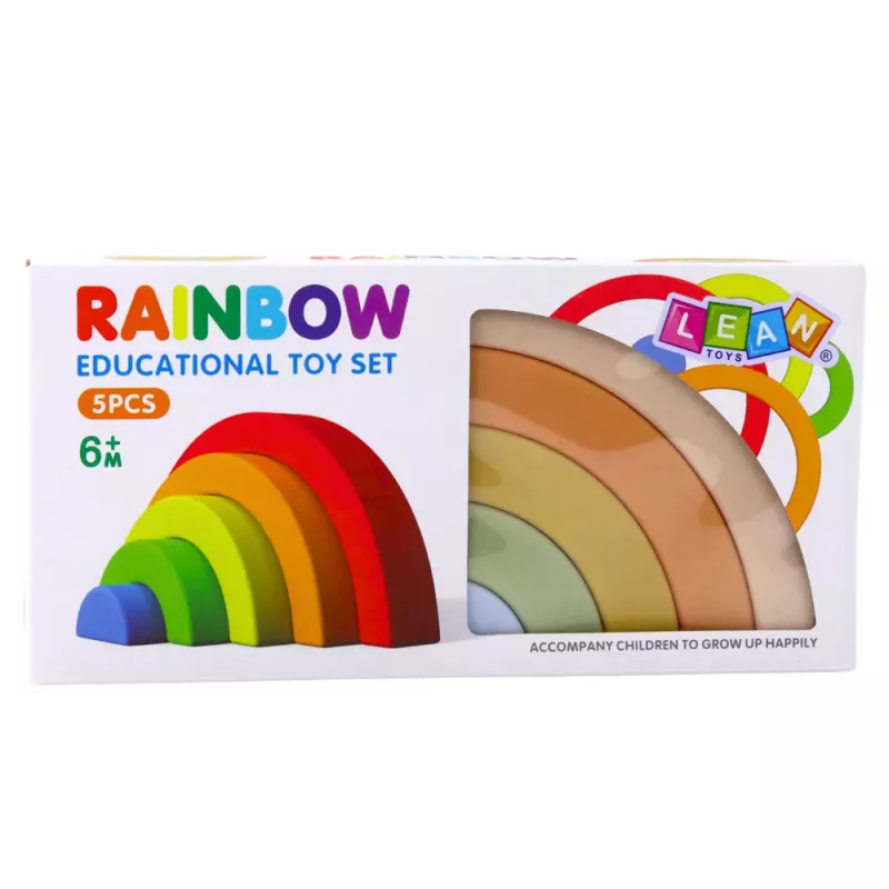 LEAN TOYS Dúhové puzzle pre batoľatá pastelové gumené kocky 5 ks