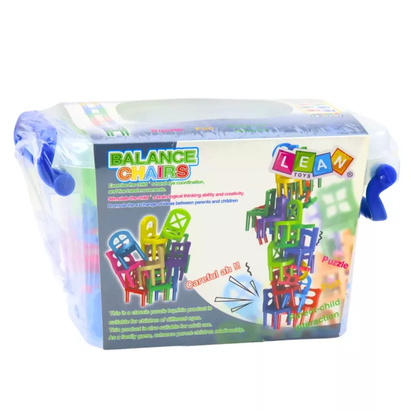 LEAN TOYS Padajúce rovnovážne stoličky arkádová hra 36 dielov farebná