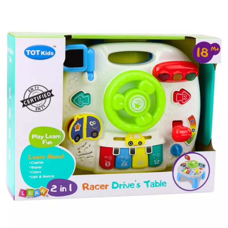 LEAN TOYS Panel interaktívny stôl vzdelávací volant 2v1 svetlá zvuky