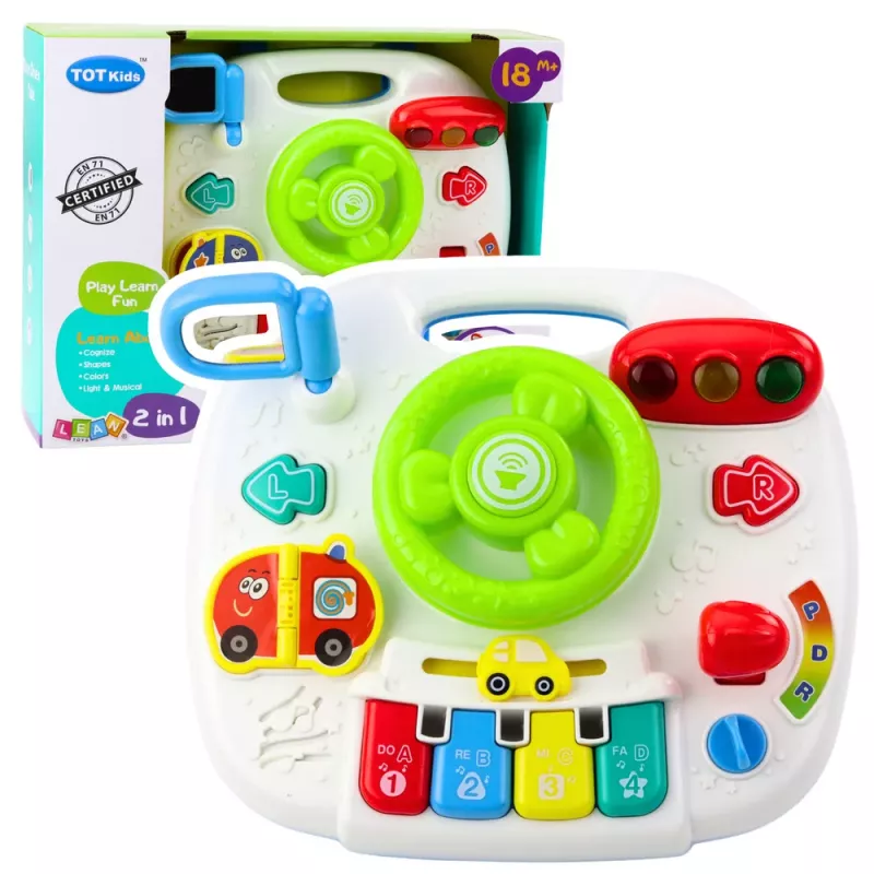 LEAN TOYS Panel interaktívny stôl vzdelávací volant 2v1 svetlá zvuky