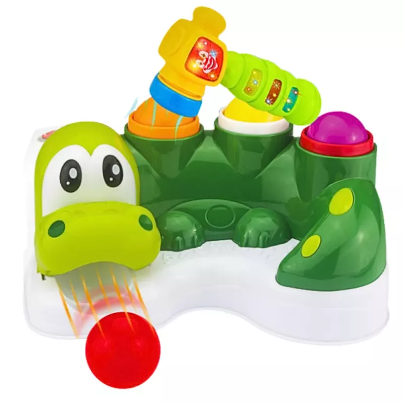 LEAN TOYS Arkádová hra guľový kladivkový šmýkač interaktívny krokodíl