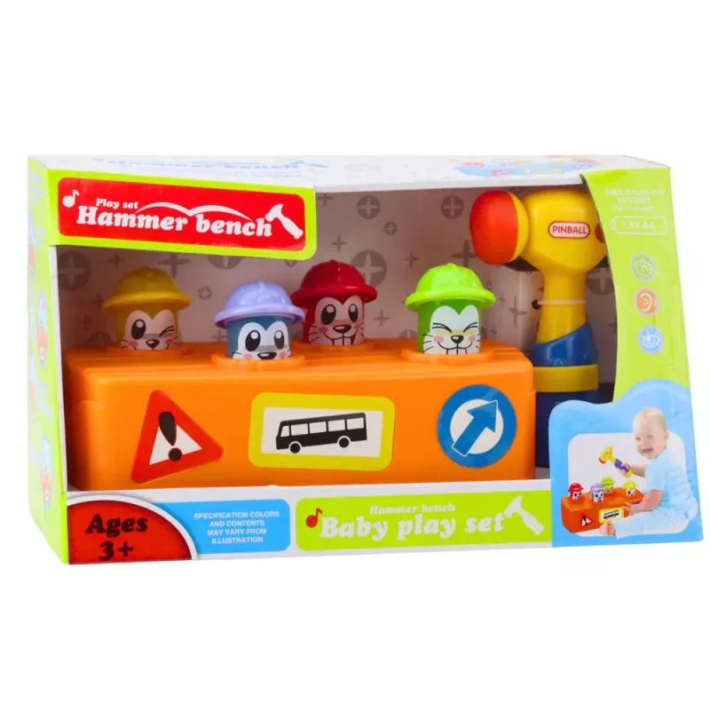 LEAN TOYS Interaktívna hračka farebné kladivo škrečok stavba cesty