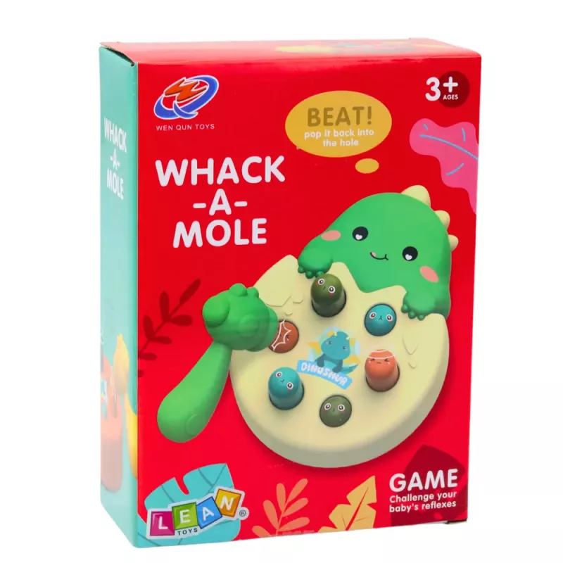LEAN TOYS Mini Whack A Mole dinosaurové vajíčko zručnostná hra zelená
