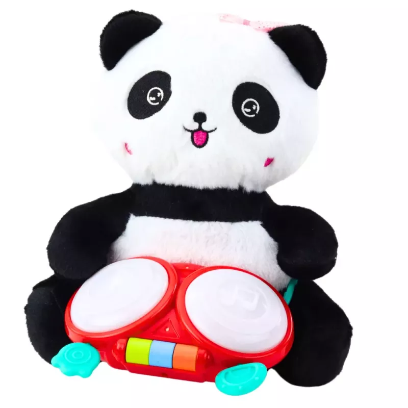LEAN TOYS Plyšová panda s bubnovaním maskot maznáčik svetlá zvuky