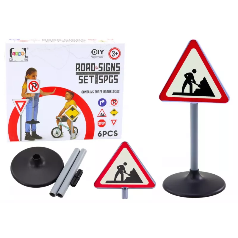LEAN TOYS Veľká stavebná výstražná tabuľa, vzdelávacia, 70 cm
