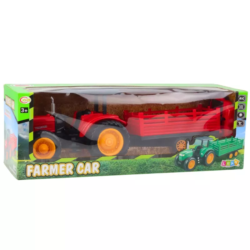 LEAN TOYS RC diaľkovo riadený traktor s prívesom červený