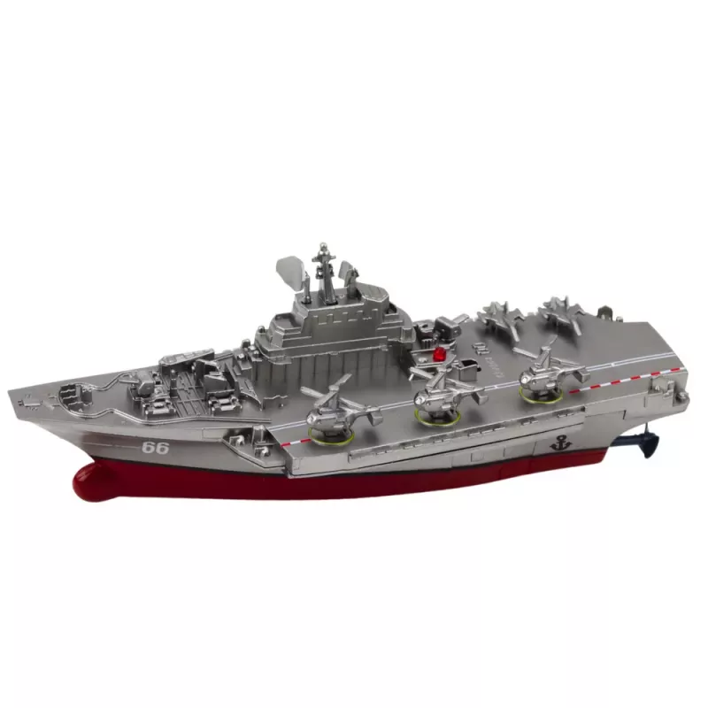LEAN TOYS Vojenská loď diaľkovo ovládaný čln RC strieborný 15cm