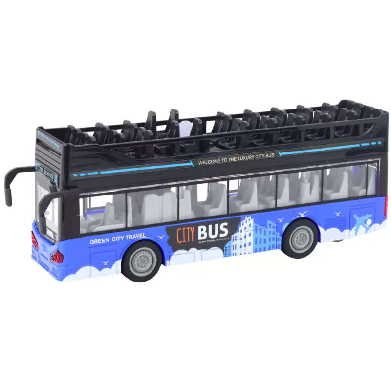 LEAN TOYS Mestský autobus dvojposchodový 1:16 pohon svetlá zvuky modrý