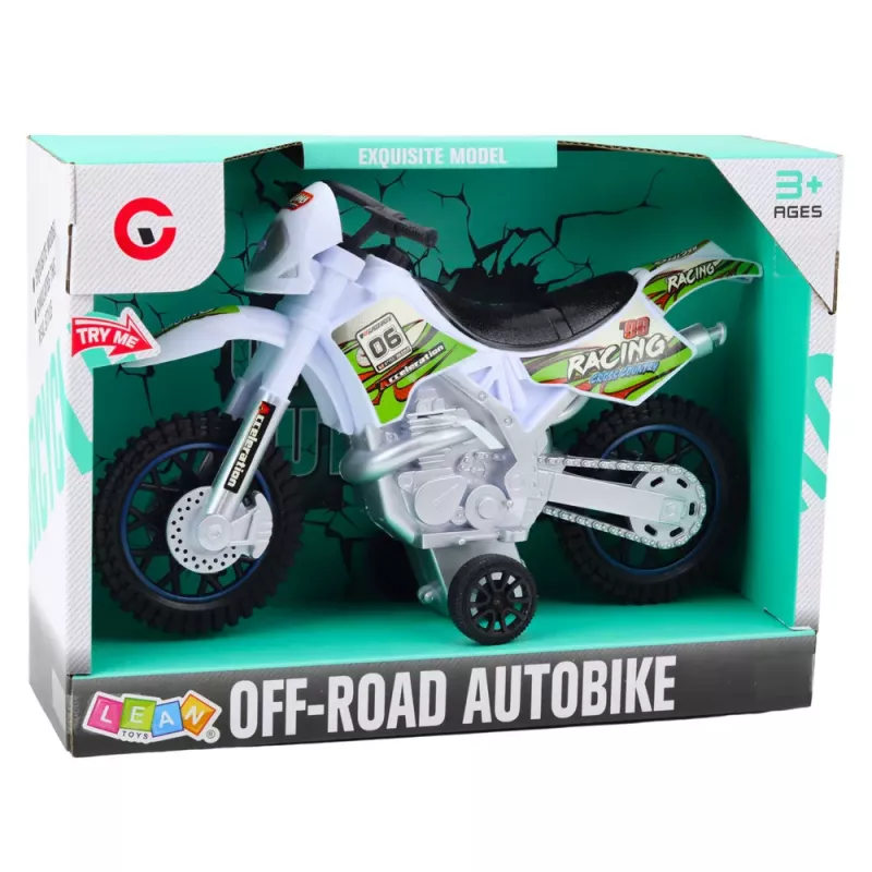 LEAN TOYS Motocross off-road pohon svetlá zvuky biela