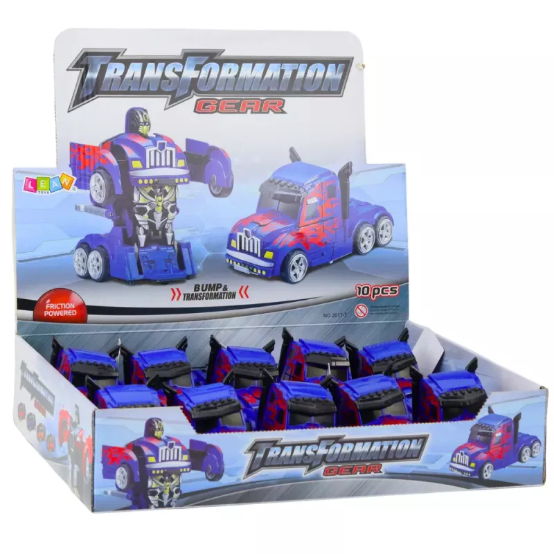 LEAN TOYS Nákladné auto robot 2v1 pohon červené vzory modré