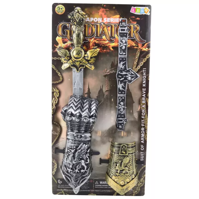 LEAN TOYS Rytierska sada gladiátor meč hrudný kryt opasok zdobené