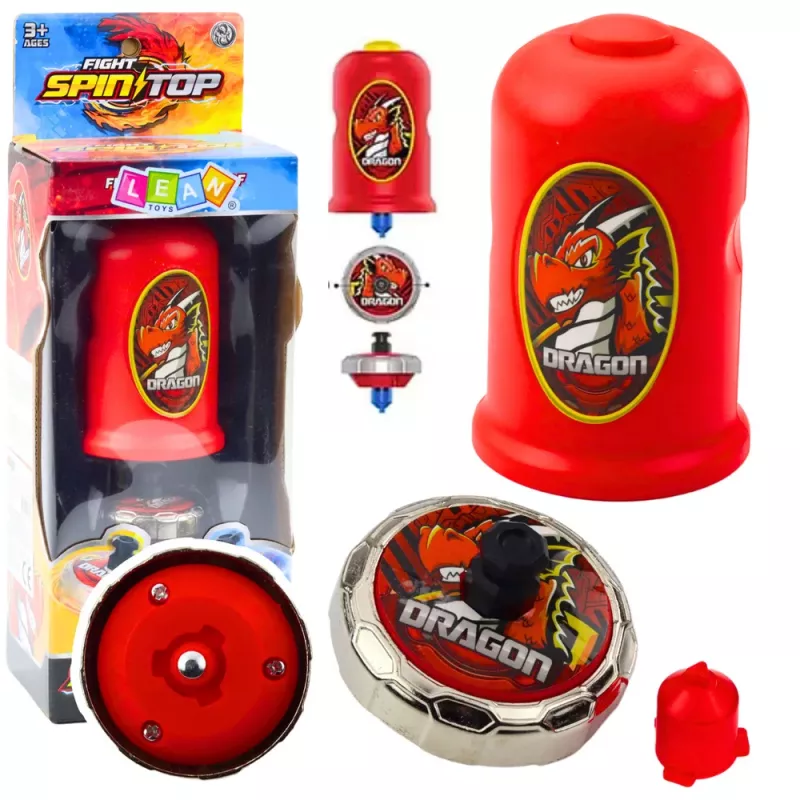 LEAN TOYS Lietajúci disk drak roztočený vlk odpaľovač sada červená