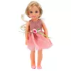 LEAN TOYS Bábika v šatách s mašľou, dlhé vlasy, ružová, hrebeň, 38 cm