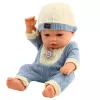 LEAN TOYS Bábätko bábika v modrom pletenom oblečení s čiapkou