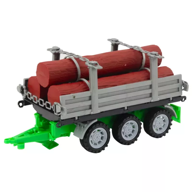 LEAN TOYS Zelený poľnohospodársky traktor s vlekom na kmene 47cm