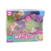 LEAN TOYS Mini sada bábika vozík na bicykel prilba biely pes