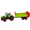 LEAN TOYS Traktor s vlekom, trecí pohon, otváracia kapota, dvere, zelený
