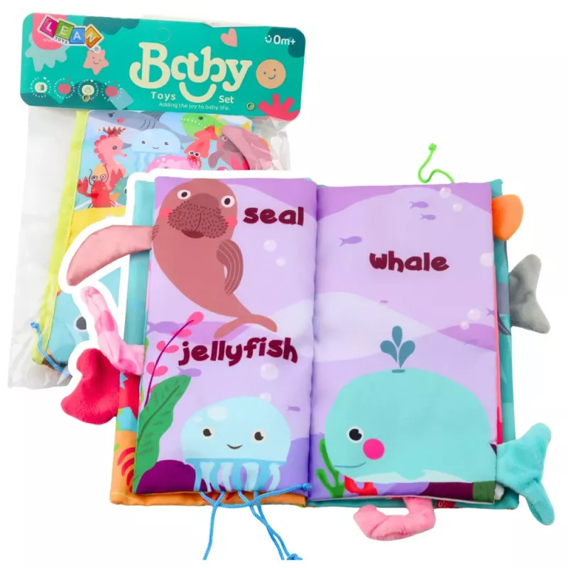 LEAN TOYS Mäkká senzorická knižka morské zvieratá šušťanie pískanie