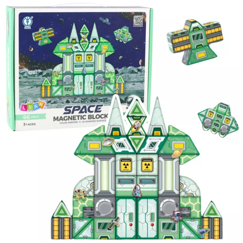 LEAN TOYS Magnetické bloky vesmír vesmírna stanica 4D 66 ks