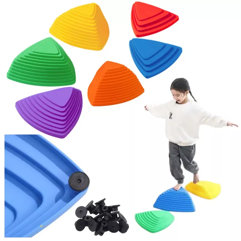 LEAN TOYS Senzorická vzdelávacia dráha - farebné balančné kamene, 6 ks