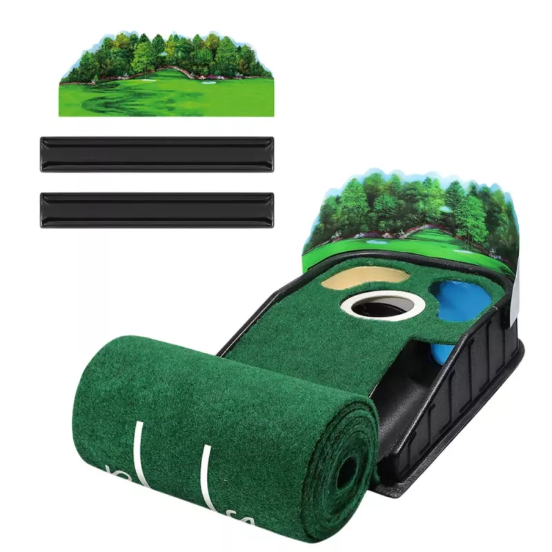 LEAN TOYS Plstená golfová tréningová podložka, 3 jamky, 175 cm