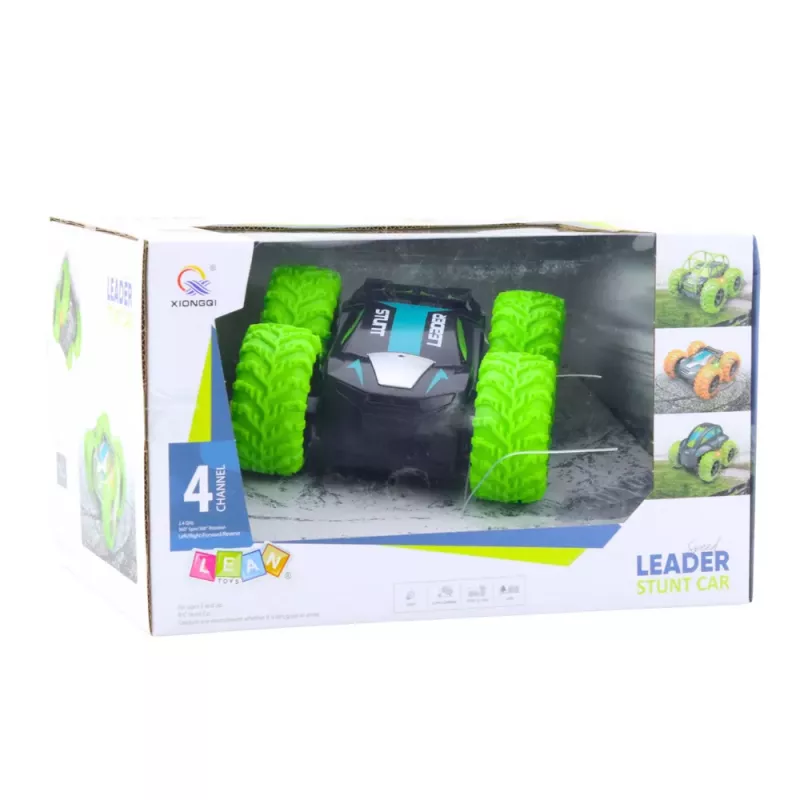 LEAN TOYS RC auto na diaľkové ovládanie stunt 360° otáčky zelená