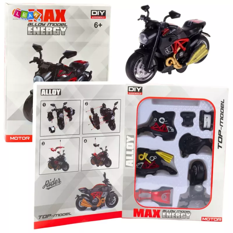 LEAN TOYS Motorka na skladanie Twisting Metal 1:14 DIY červená