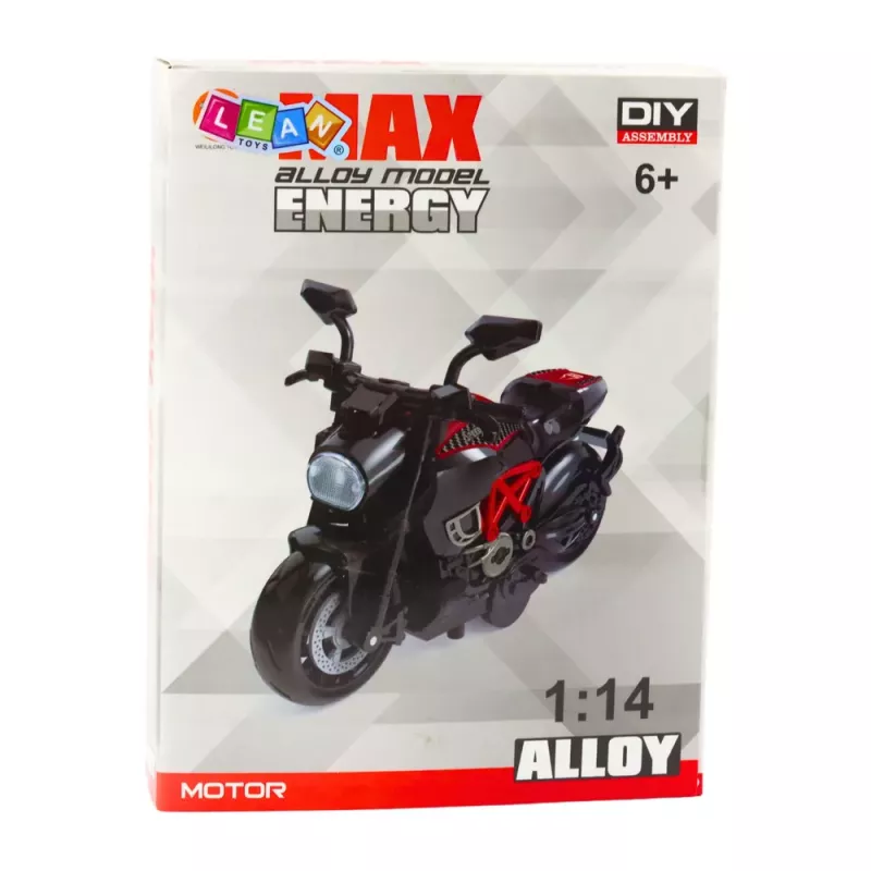 LEAN TOYS Motorka na skladanie skrutky kov 1:14 DIY čierna zlaté prvky