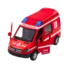 LEAN TOYS Hasičské auto kov Pull-Back motor svetlá zvuky červená 1:32