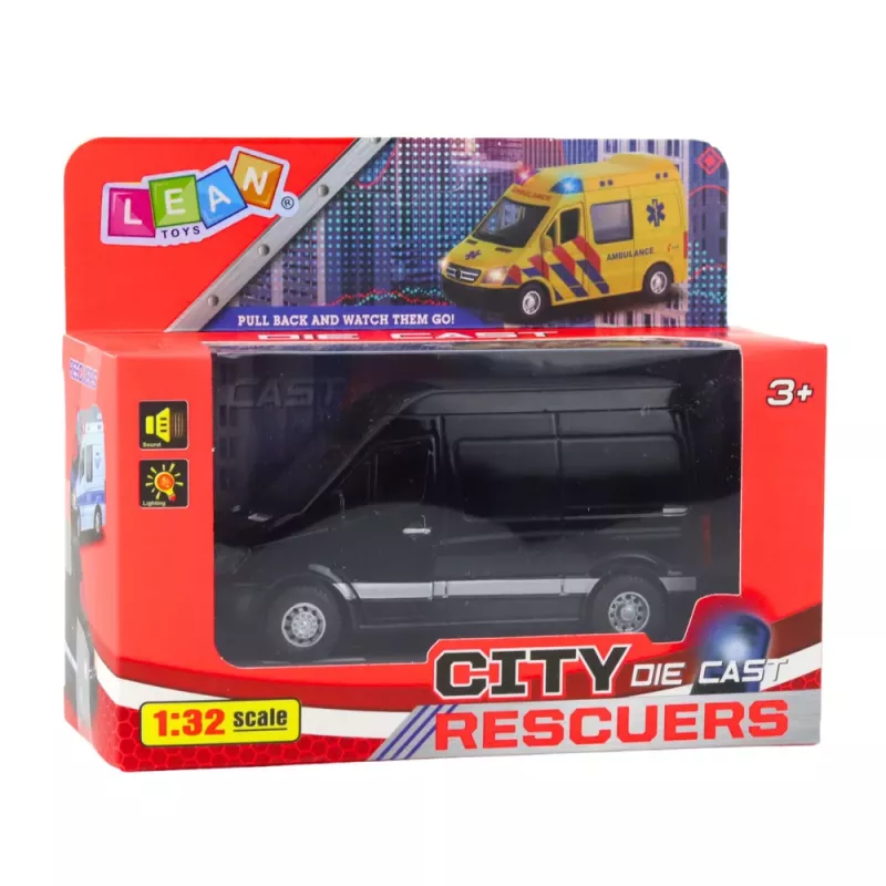 LEAN TOYS Kovová dodávka so zvukmi čierna