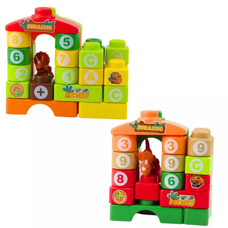 LEAN TOYS Vzdelávacie stavebnice vo vrecku dinosaurus čísla písmená 91 ks