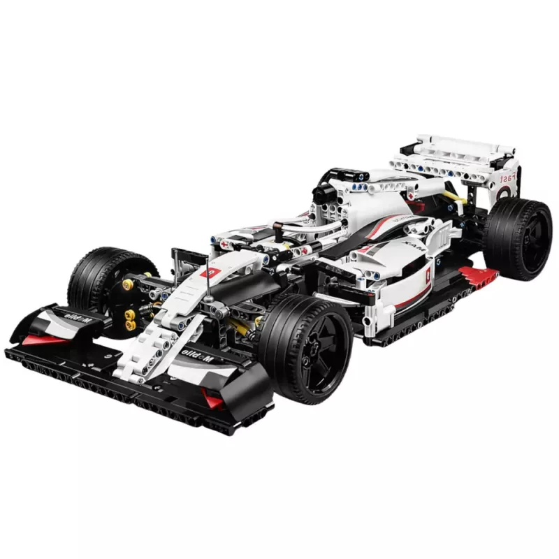 LEAN TOYS Stavebnica pretekárske auto F1 biela a červená 1235 ks