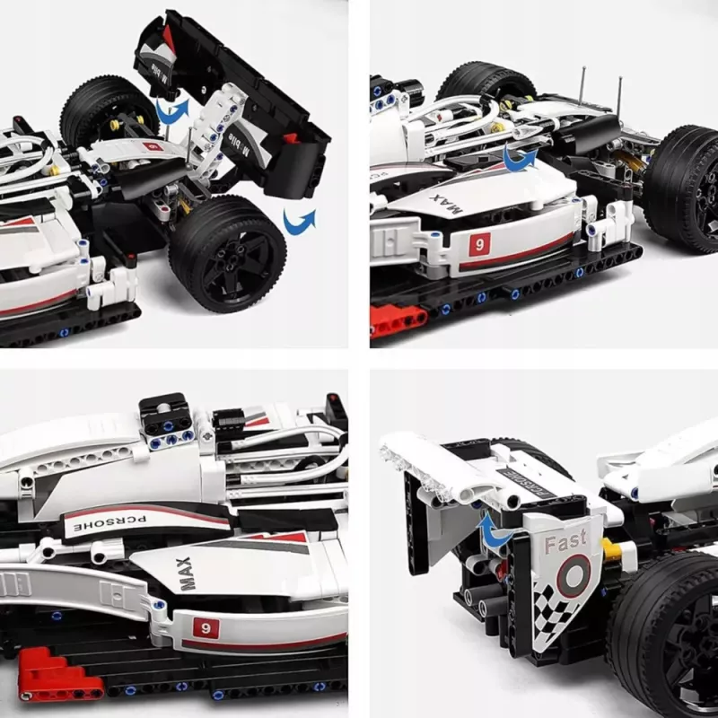 LEAN TOYS Stavebnica pretekárske auto F1 biela a červená 1235 ks