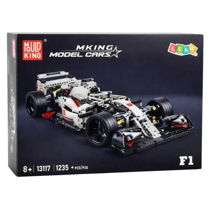 LEAN TOYS Stavebnica pretekárske auto F1 biela a červená 1235 ks