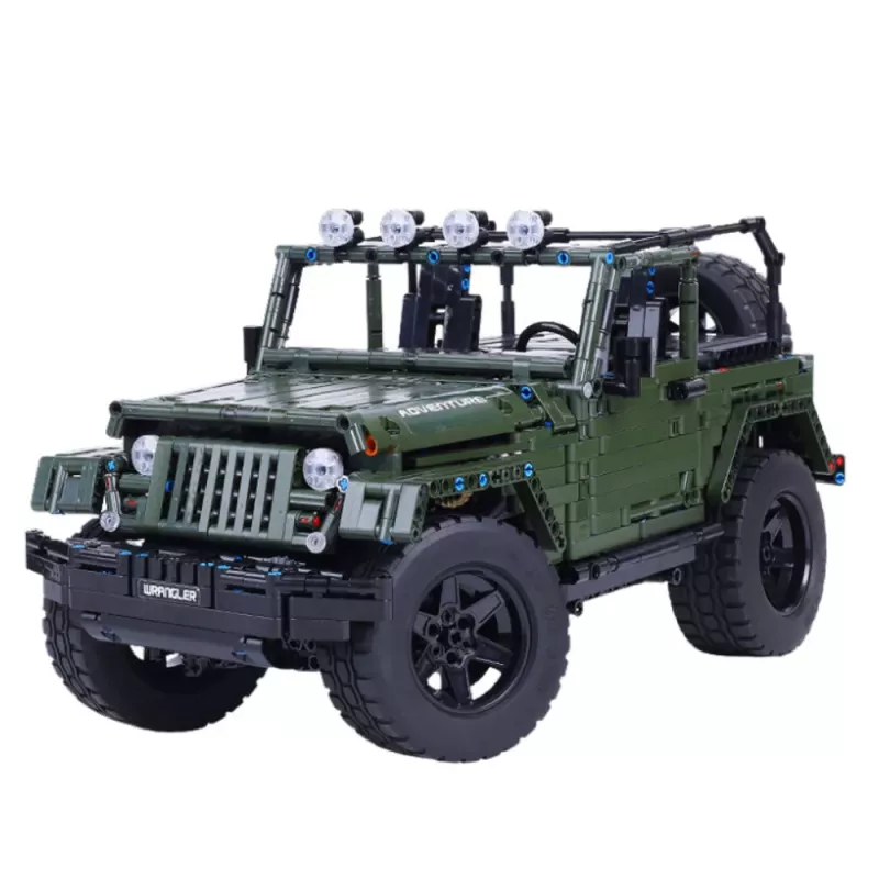 LEAN TOYS Stavebnica off-road auto zelená khaki 2078 dielov