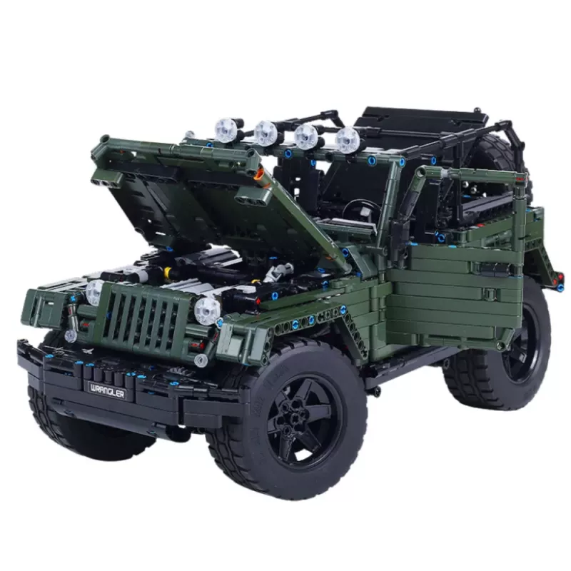 LEAN TOYS Stavebnica off-road auto zelená khaki 2078 dielov