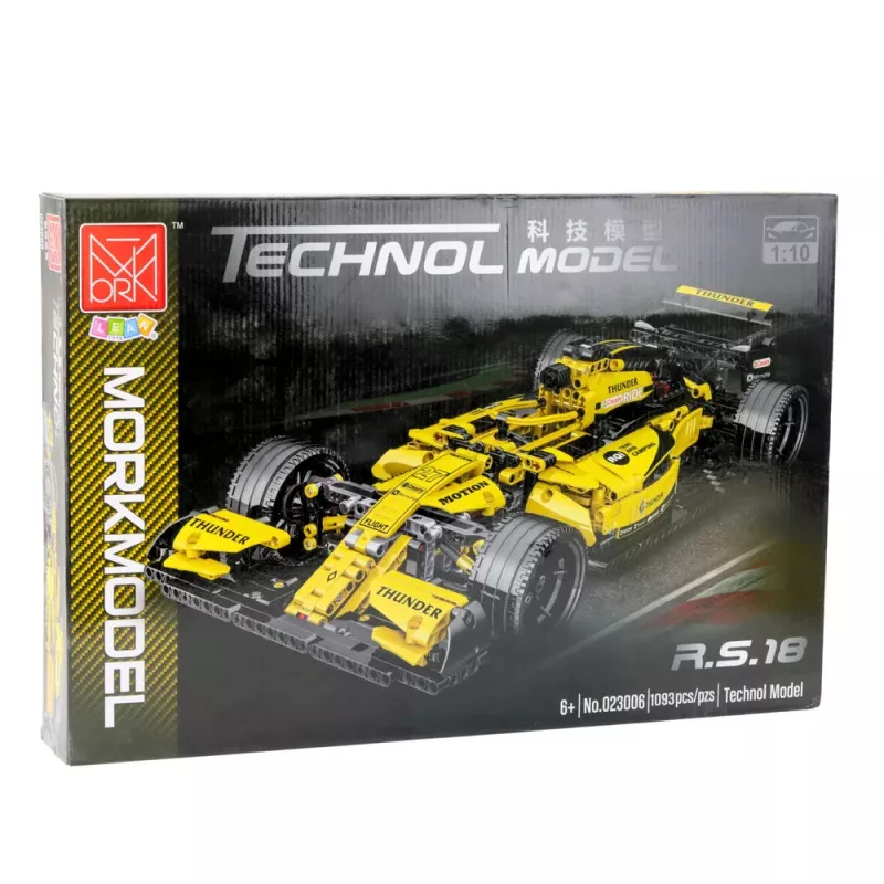 LEAN TOYS Stavebnica pretekárske auto R.S.18 žltá 1:10 1093 dielov