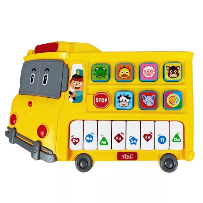 LEAN TOYS Elektrické piano výuková hračka pre deti žltý autobus
